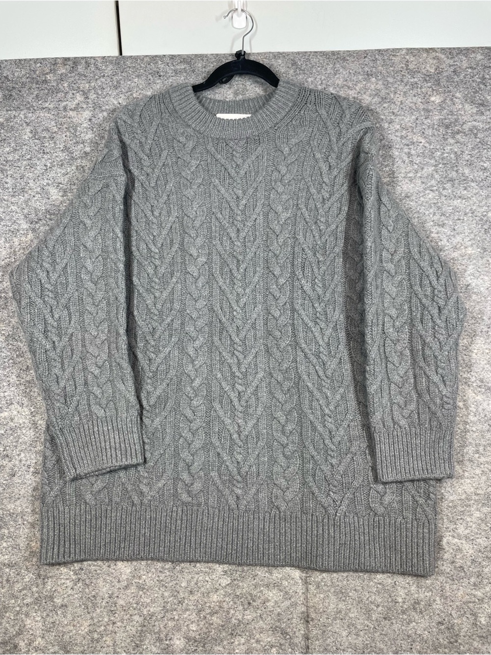Babaton Nourish Merino Wool Cable Knit Sweater Gray Size 1 Fisherman Quiet Luxe